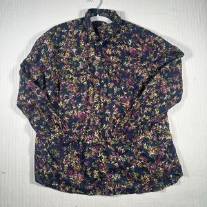 Eddie Bauer Womens Large Floral Button Up Shirt Long Sleeve Outdoor Hiking Top